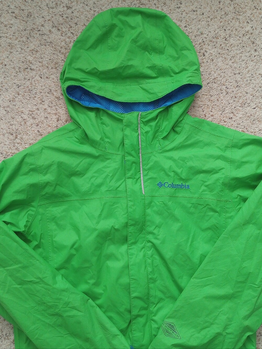 Columbia Green Windbreaker Jacket Kids Size Medium 10-12 Outdoor Hiking